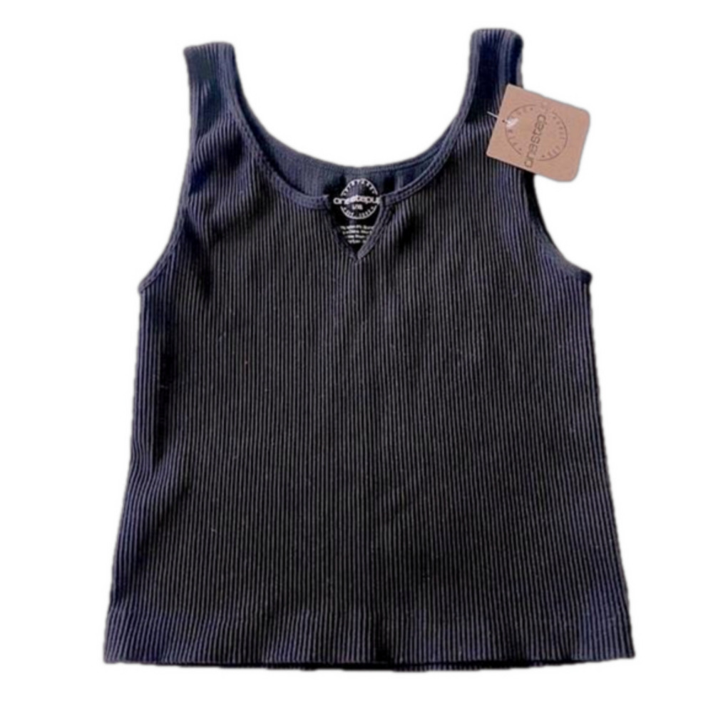 One Step Up Vintage Style Crop Top Juniors Black Size L/XL